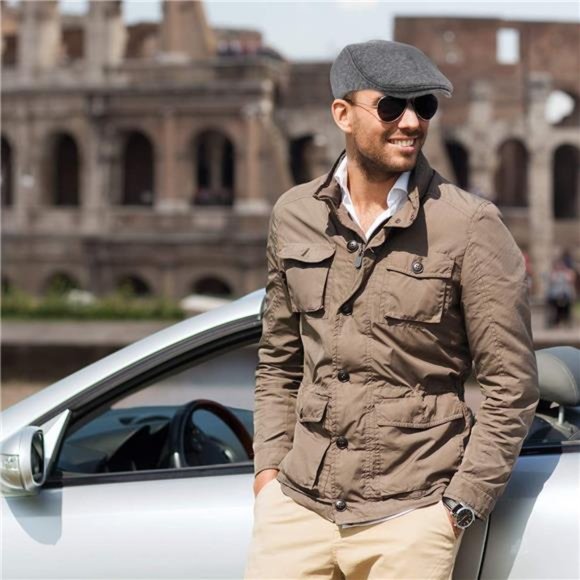 4 Pieces Men's Flat Cap Gatsby Newsboy Hat Driving Cabbie Hunting Cap - Picture 2 of 7